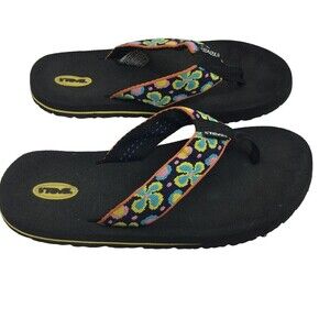 Teva Womens Mush Floral Print Flip Flop Sandals 6282 Multicolor Size 4